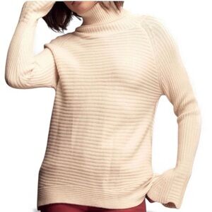 SAGE The Label Tiana Sweater Cream Ribbed Turtleneck Bell Sleeve Size S